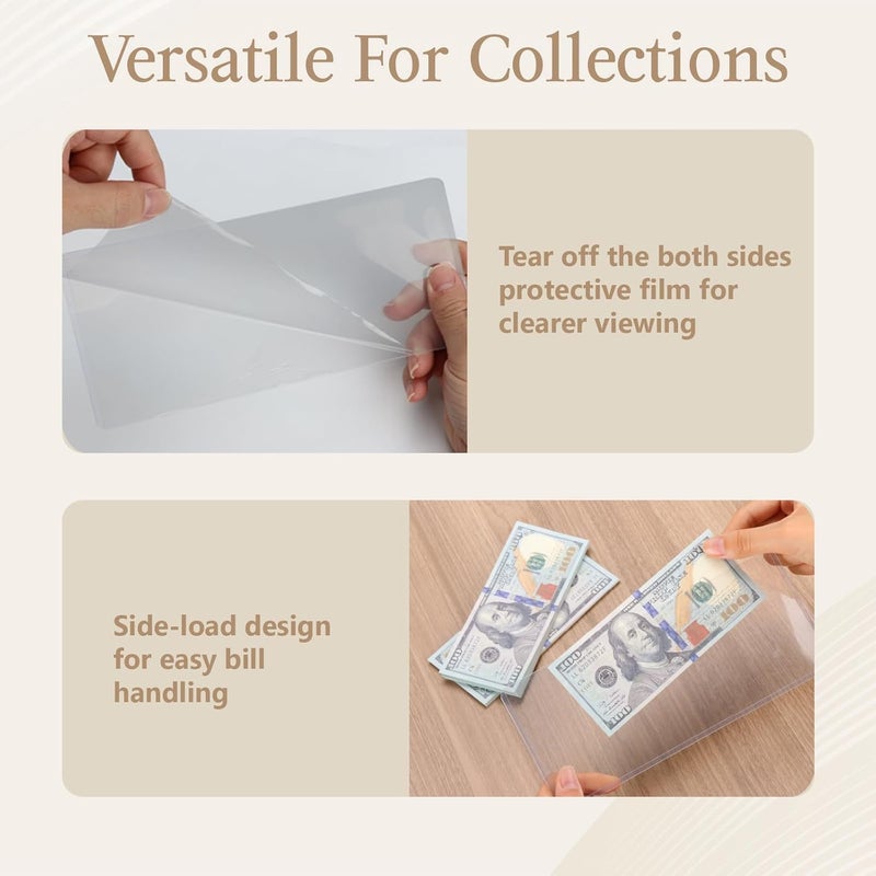 SKLENICE 20 Pcs Ticket Stub Toploader 8.9x3.9 Inches Ticket Stub Display Holder Currency Sleeves for Bills Currency Topload Holder Clear Money Protector PVC for Collectors Concert Tickets - Image 5